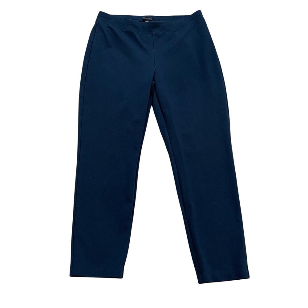 Eileen Fisher Navy Blue Ponte Knit Pull On Pants, Straight Leg, Minimalist, M